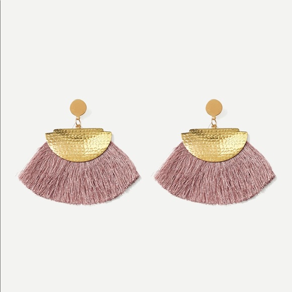 Twice Chic Boutique| Piper Blush Pink & Golden Fringe Earrings - Picture 2 of 10